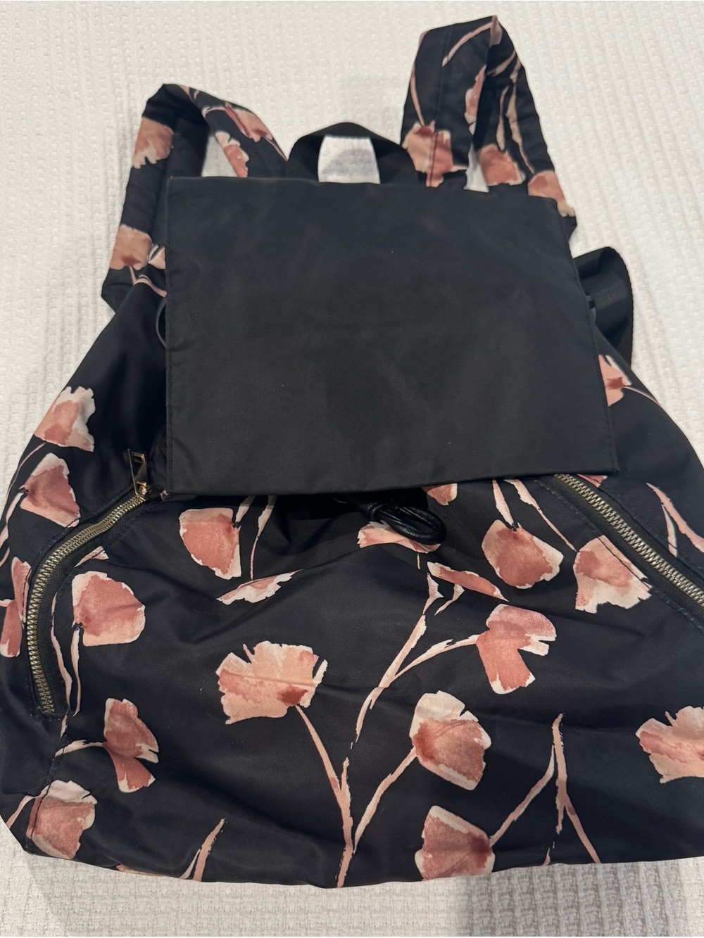 a new day Black Backpack with Blush Floral Print
